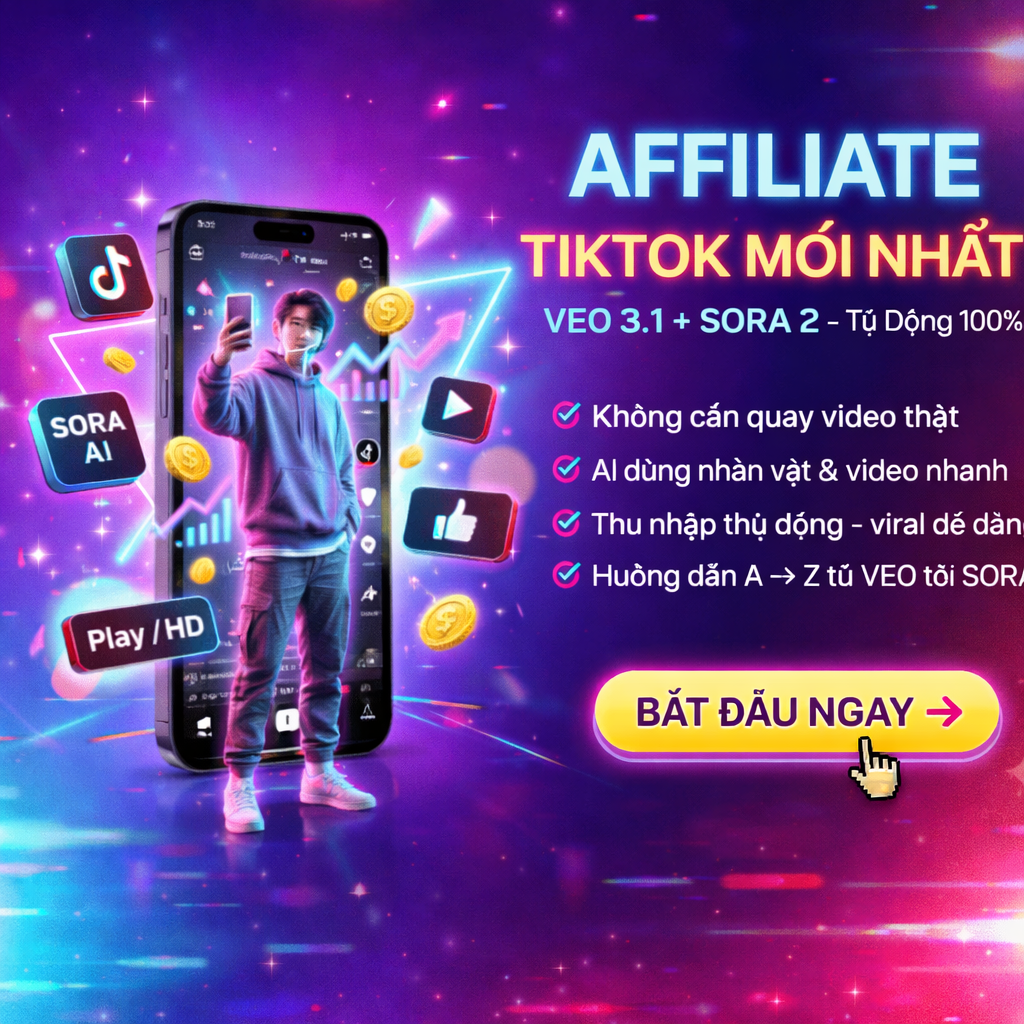 Khóa Học Affiliate Tiktok Bằng VEO 3.1 & SORA 2